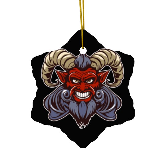 krampus devil head Ceramic Ornaments