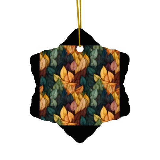 Colorful Fall Leaves Pattern Ceramic Ornaments