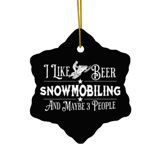 Funny Beer Snowmobiling 3 people Ceramic Ornaments Men Women