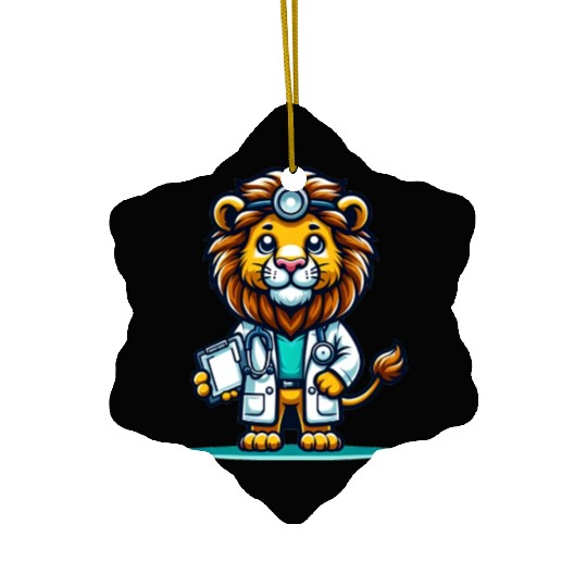 Cute Lion Doctor Ceramic Ornaments