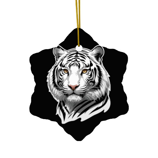 Siberian Stare - Monochrome Tiger Essence Ceramic Ornaments