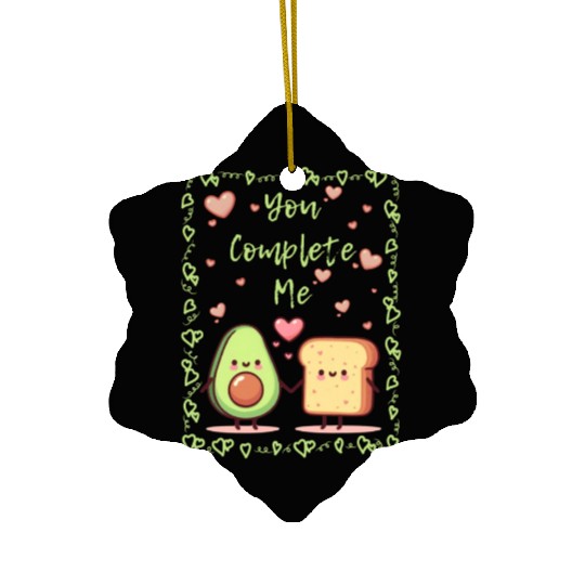 You Complete Me a cute kawaii avocado and toast Ceramic Ornaments