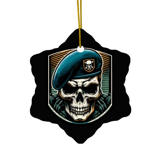 Beret Skull Military Emblem Ceramic Ornaments
