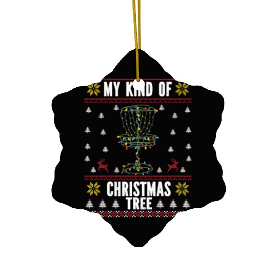 Disc Golf christmas tree ugly sweater Ceramic Ornaments