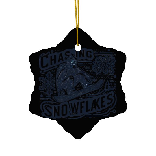 Snowboarding: Chasing Snowflakes Ceramic Ornaments