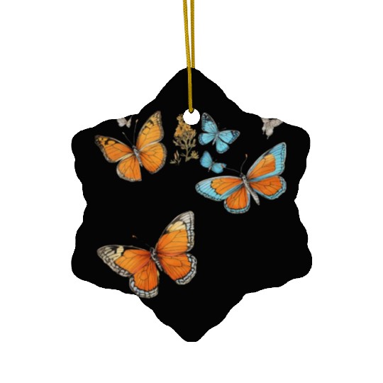 Floral Harmony: Blooms and Butterflies" Ceramic Ornaments