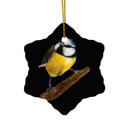 Blue tit titmouse hand painted watercolor. Ceramic Ornaments