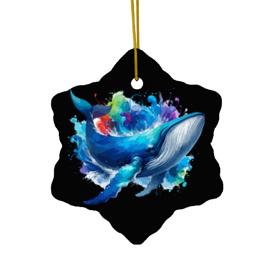 Blue Whale Colourful background Ceramic Ornaments