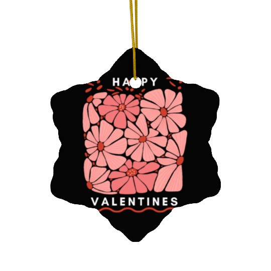 Midnight Blooms: A Floral Valetine's Embrace. Ceramic Ornaments