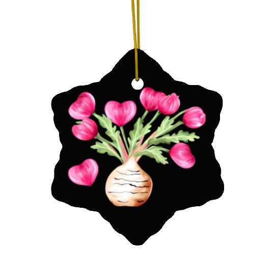 Turnip Love Bouquet Heart Flowers Valentine's Day Ceramic Ornaments