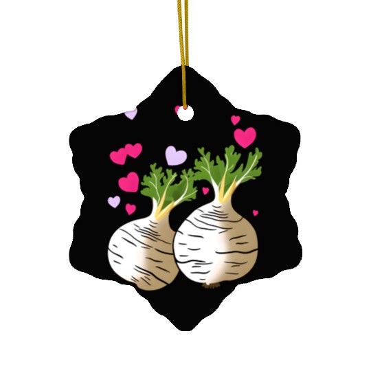 Turnip Love Hearts Valentine's Day Ceramic Ornaments