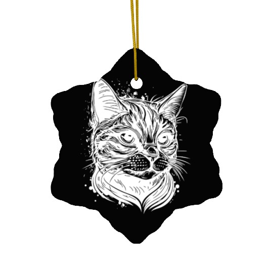 Pretty Cat In Vintage Design Ceramic Ornaments