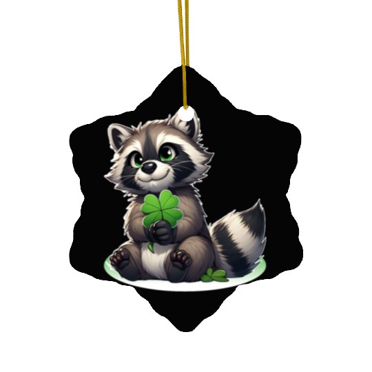 St. Patrick's Day Raccoon Revelry Ceramic Ornaments