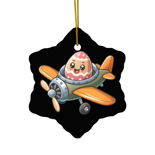 Easter Egg Airplane Pilot Design Ceramic Ornaments