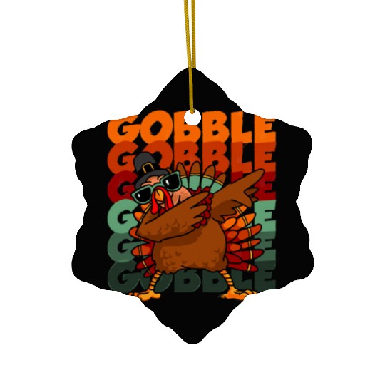 Dabbing Turkey Ceramic Ornaments Thanksgiving Gobble