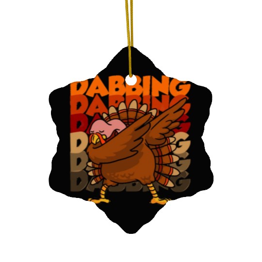 Dabbing Turkey Ceramic Ornaments Thanksgiving