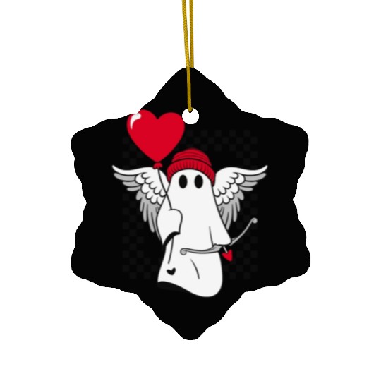 Valentine's Day Cupid Ghost Wings Heart Love Arro Ceramic Ornaments
