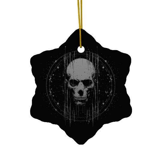 Skull Circle Dark 3 Ceramic Ornaments