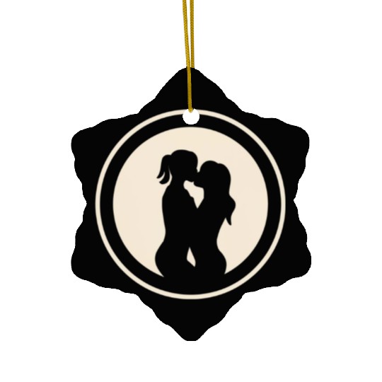 Silhouette of Lesbian Couple Ceramic Ornaments
