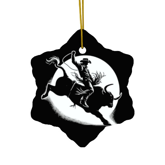 Rodeo Bull Riding Livestock Show Farmer Cattle Ceramic Ornaments