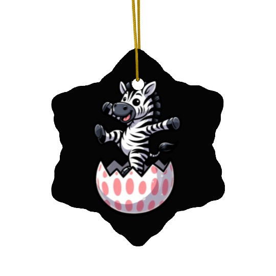 Easter Zebra Comic Easter Egg Ceramic Ornaments