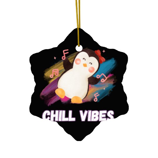 Joyful Penguin Harmony: Arctic Dance Delight Ceramic Ornaments