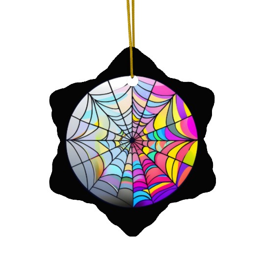 colorful spider web stained glass Ceramic Ornaments