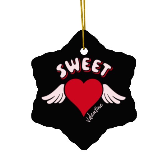 Sweet Valentine Valentine's Day Heart Cupid Wings Ceramic Ornaments