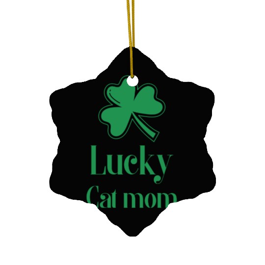 Lucky Cat Mom St Patrick's Day Ceramic Ornaments