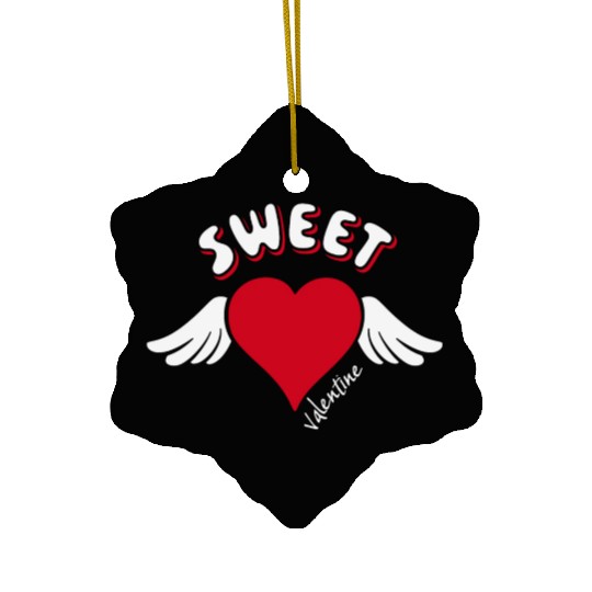 Sweet Valentine Valentine's Day Heart Cupid Wings Ceramic Ornaments
