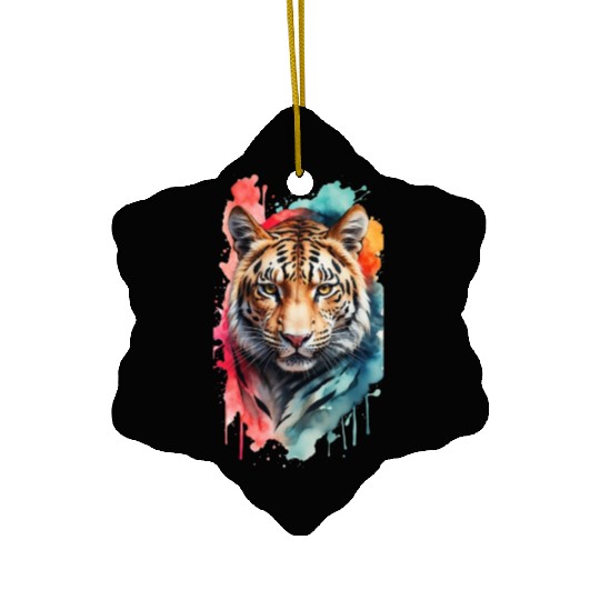 Wild Splendor: Colorful Leopard Face Ceramic Ornaments