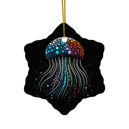 Neon Abyss - Jellyfish Pebble Art Ceramic Ornaments