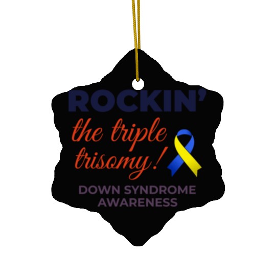 Down Syndrome Awareness Triple Trisomy Rock Ceramic Ornaments
