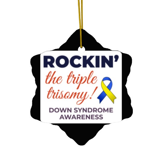 Down Syndrome Awareness Triple Trisomy Rock Ceramic Ornaments