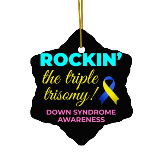 Down Syndrome Awareness Triple Trisomy Rock Ceramic Ornaments