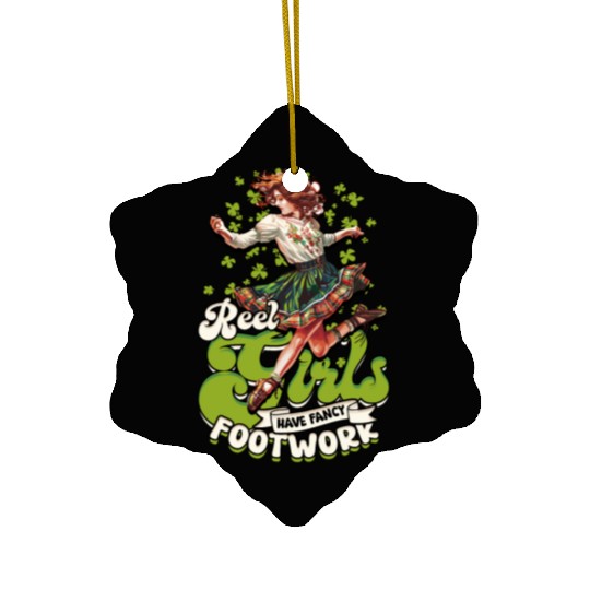 Irish Dance Reel Girls Have Fancy Footwork Ceramic Ornaments