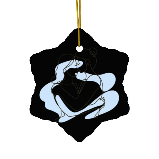 Abstract Line Art Lesbian Couple Ceramic Ornaments