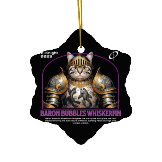 Pisces Cat Knight - Zodiac Astrology Fish Armor Ceramic Ornaments