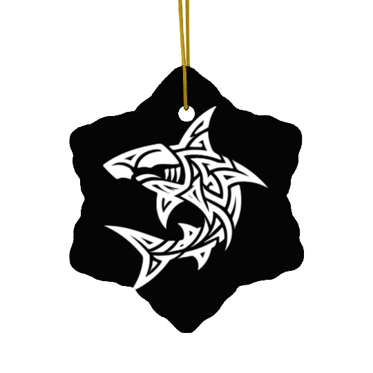 Tribal Hammerhead Shark Style Diver Fan Tattoo Ceramic Ornaments