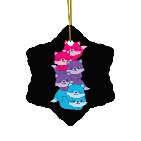 Androgynous Flag Pride Lgbtq Cute Fox Ceramic Ornaments