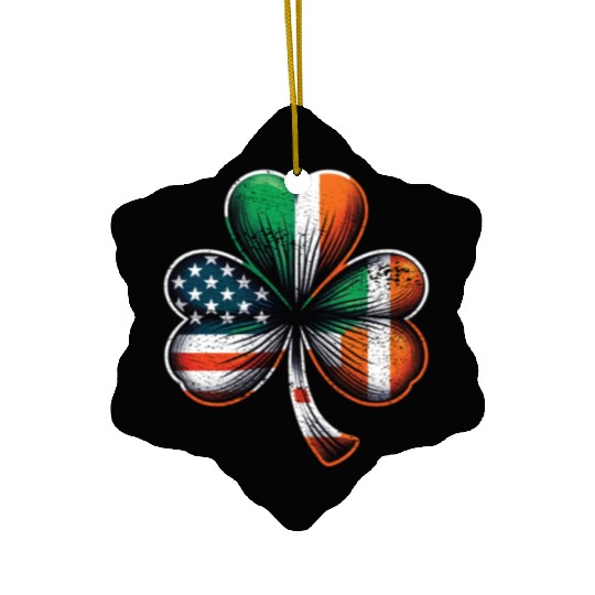 Irish American Shamrock Stars Stripes Ceramic Ornaments