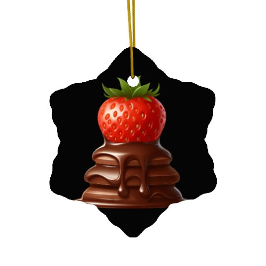 Quirky Chocolate Strawberry Fusion Design Ceramic Ornaments