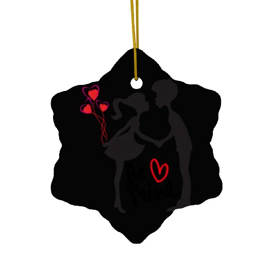 Couple's Embrace with Heart Balloons – Be Mine Ceramic Ornaments