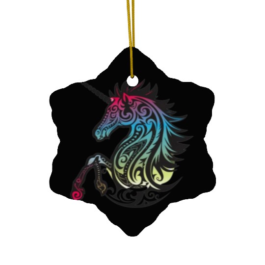 Mystical Rainbow Unicorn Art Ceramic Ornaments