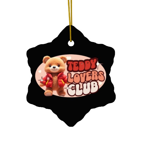 Cute Teddy personified with red jacket Ceramic Ornaments
