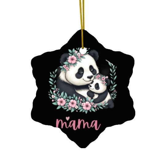Panda Lover I Mama Panda And Cub Mother's Day Ceramic Ornaments