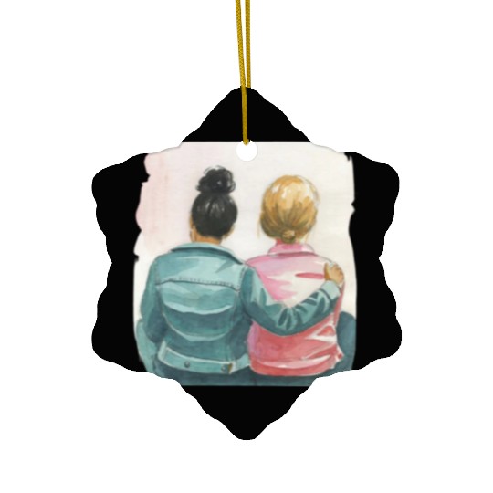 Watercolor Lesbian Couple Ceramic Ornaments