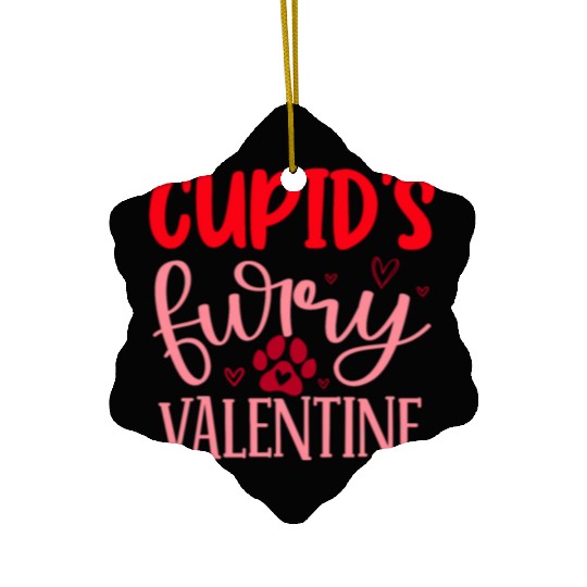 Cupid s furry valentine Ceramic Ornaments