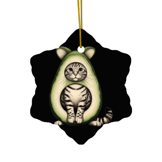 Avocado Cat Ceramic Ornaments