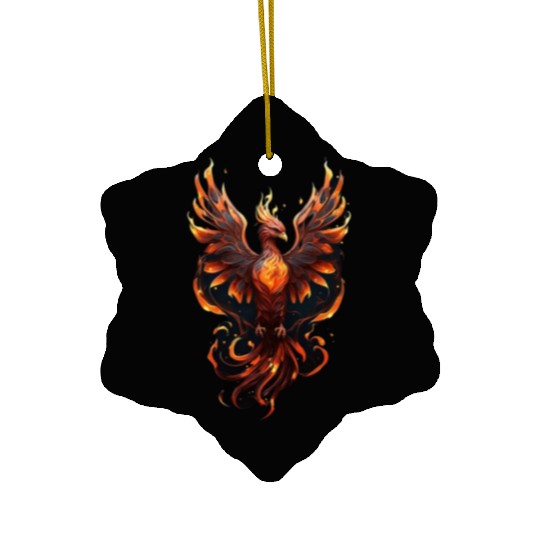 Fiery Phoenix Tattoo Design - Flight of Rebirth Ceramic Ornaments